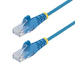 StarTech.com Câble Ethernet CAT6 Bleu Fin de 5m, Sans Accroc, 100W PoE, UTP, LSZH, Fil de Cuivre Pur 28AWG, Cordon Patch Réseau RJ45 avec Serre-Câble, Contrôlé Fluke