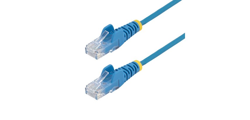 StarTech.com Câble Ethernet CAT6 Bleu Fin de 15m, Sans Accroc, 100W PoE, UTP, LSZH, Fil de Cuivre Pur 28AWG, Cordon Patch Réseau RJ45 avec Serre-Câble, Contrôlé Fluke