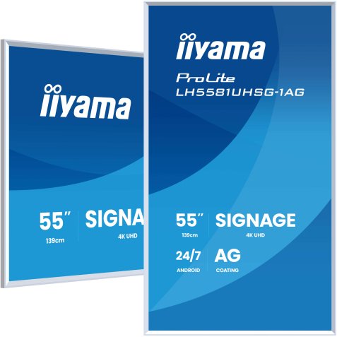 iiyama LH5581UHSG-1AG Écran d'affichage dynamique Écran plat de signalisation numérique 138,7 cm (54.6") Wifi 500 cd/m² 4K Ultra HD Blanc Intégré dans le processeur Android 24/7