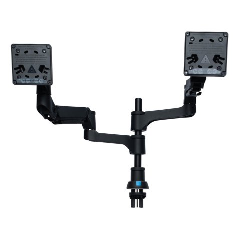 R-Go Tools Bras d'écran R-Go Caparo, pour deux écrans, réglable par vérin à gaz, capacité de charge 3-9 kg, 100% circulaire, noir
