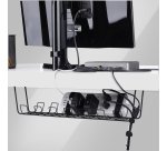 StarTech.com Under Desk Cable Management Tray, Length 61.5cm, Metal Basket Type Cable Organizer, Screw Mounting, Power Strip Holder, Metal, Black, TAA