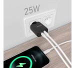 AISENS Cargador 25W, 1xUSB-C PD3.0, 1xUSB-A QC3.0, Negro