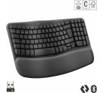 Logitech Wave Keys, teclado ergonómico inalámbrico con reposamanos acolchado, escritura cómoda y natural, Easy-Switch, Bluetooth, Logi Bolt, multisistema operativo, Windows/Mac,QWERTY Español, Grafito