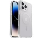 OtterBox Funda para iPhone 14 Pro Max Symmetry+ Clear para MagSafe,resistente a golpes y caídas,Protectora,fina,Testada 3x con estándares Militares anticaídas,Antimicrobiana, Clear