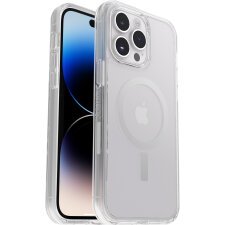 OtterBox Funda para iPhone 14 Pro Max Symmetry+ Clear para MagSafe,resistente a golpes y caídas,Protectora,fina,Testada 3x con estándares Militares anticaídas,Antimicrobiana, Clear