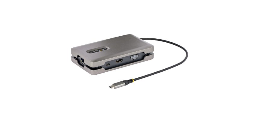 StarTech.com USB-C Multiport-Adapter - USB-C Dockingstation mit USB-C Videoausgang DP Alt Mode/4K HDMI 2.0/VGA - USB-C Hub/Dock mit Doppelbildschirm - Mini Dockingstation für Laptop, 100W PD Pass-Through