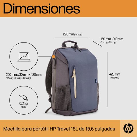 Mochila para portátil 15,6 Travel HP 18 L Gris