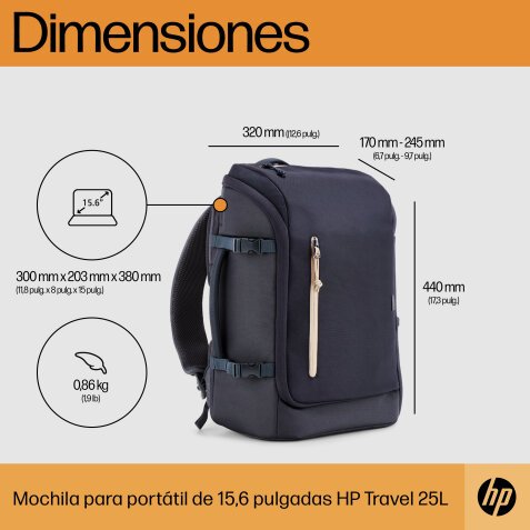 Mochila para portátil 15,6" HP Travel 25 L Azul