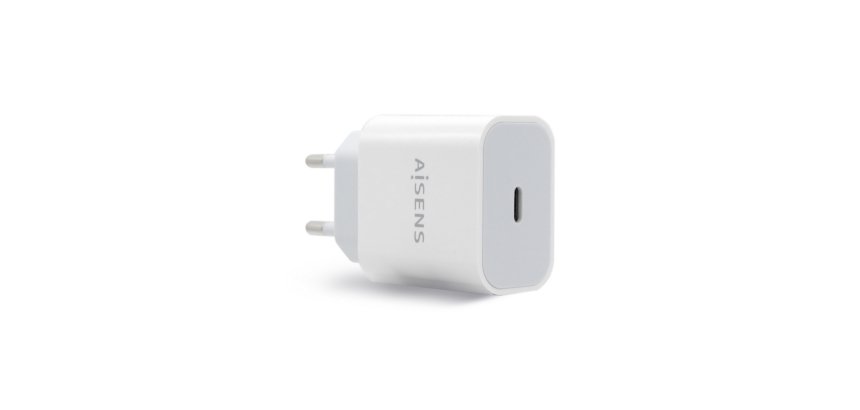 AISENS Cargador USB-C P?3.0 1 Puerto 1x USB-C 20 W, Blanco