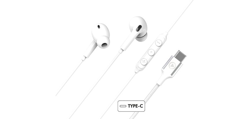 Oreillette et Kit mains-libres Force Play Kit piéton Intra USB-C Blanc