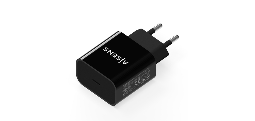 AISENS Cargador USB-C PD3.0 1 Puerto 1x USB-C 20 W, Negro