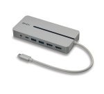 Lindy 43360 base para portátil y replicador de puertos Alámbrico USB 3.2 Gen 1 (3.1 Gen 1) Type-C Plata, Blanco