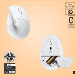 Logitech Lift for Mac - vertikale Maus - Bluetooth - Off-White