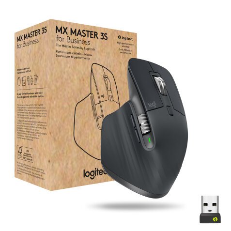 Logitech MX Master 3s for Business ratón Oficina mano derecha RF Wireless + Bluetooth Laser 8000 DPI