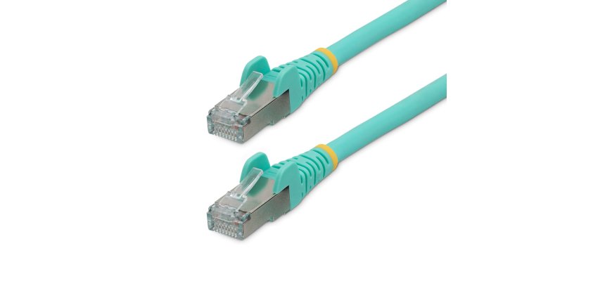 StarTech.com Câble Ethernet CAT6a 1m - Low Smoke Zero Halogen (LSZH) - 10 Gigabit 500MHz 100W PoE RJ45 S/FTP Cordon de Raccordement Réseau Snagless Turquoise avec Décharge de Tension