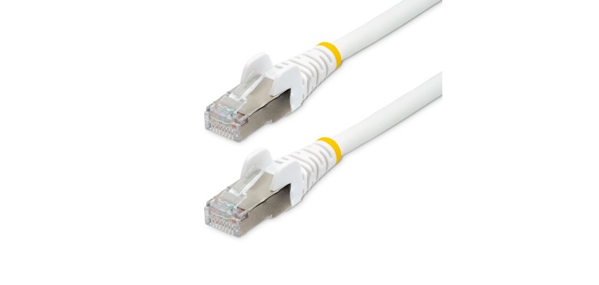 StarTech.com Câble Ethernet CAT6a 1m - Low Smoke Zero Halogen (LSZH) - 10 Gigabit 500MHz 100W PoE RJ45 S/FTP Cordon de Raccordement Réseau Snagless Blanc avec Décharge de Tension