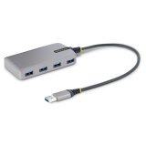 StarTech.com 4-Port USB Hub, USB 3.0 5Gbps, Bus Powered, USB-A to 4x USB-A Hub with Optional Auxiliary Power Input, Portable Desktop/Laptop 