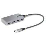 StarTech.com Hub USB de 4 Puertos - USB 3.0 de 5Gbps - Alimentado por el Bus - Concentrador de 4 Puertos USB-A con Alimentación Opcional - Ladrón USB Portátil - Cable 30cm