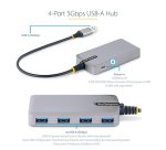 StarTech.com Hub USB 4 Ports - USB 3.0 5Gbps, Alimenté par Bus - Hub USB-A vers 4x USB-A avec entrée d'alimentation auxiliaire en option - Hub USB 3.0 pour PC Portable avec Câble de 30 cm - Hub USB Portable