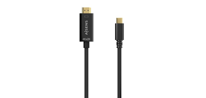 AISENS Cable Conversor USB-C A HDMI 4K@30Hz, USB-C/M-HDMI/M, Negro, 0.8M