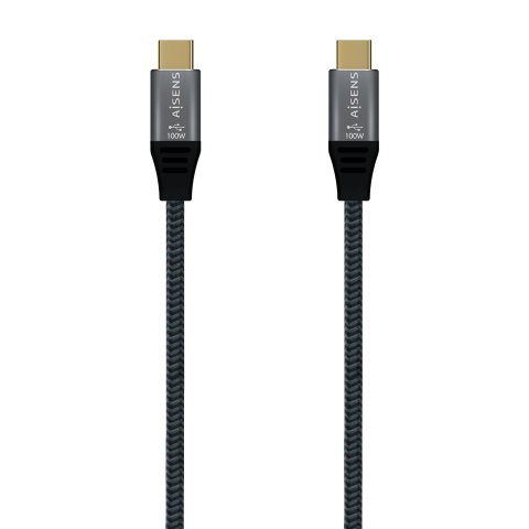 AISENS Cable USB 2.0 Aluminio 5A 100W E-Mark, USB-C/M-USB-C/M, Gris, 2.0M