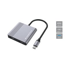 Conceptronic DONN13G laptop dock/port replicator Wired USB 3.2 Gen 1 (3.1 Gen 1) Type-C Grey
