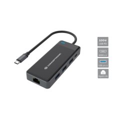 Conceptronic DONN14G base para portátil y replicador de puertos Alámbrico USB 3.2 Gen 1 (3.1 Gen 1) Type-C Gris