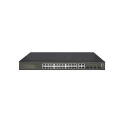 LevelOne Hilbert 28-Port Gigabit PoE Smart Lite Switch, 24 PoE Outputs, 4 x Gigabit SFP/RJ45 Combo, 802.3at/af PoE, 380W PoE Power Budget
