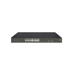 LevelOne Hilbert 18-Port Gigabit PoE Smart Lite Switch, 16 PoE Outputs, 2 x Gigabit SFP, 802.3at/af PoE, 230W PoE Power Budget