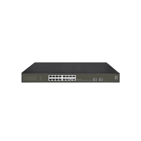 LevelOne Hilbert 18-Port Gigabit PoE Smart Lite Switch, 16 PoE Outputs, 2 x Gigabit SFP, 802.3at/af PoE, 230W PoE Power Budget