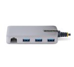 StarTech.com Hub USB-C à 3 Ports - 3x Ports USB-A, Gigabit Ethernet RJ45, USB 3.0 5Gbps, Alimentation par Bus - Hub USB Type-C avec Câble de 30 cm - Adaptateur Ethernet USB C - Mini Hub USB-C pour PC Portable