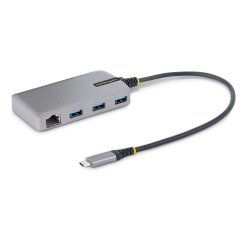 StarTech.com Hub USB-C de 3 Puertos USBA - USB 3.0 de 5Gbps - Alimentado por el Bus - Concentrador USB-C de 3 Puertos USB-A - Ladrón USB-C Portátil - Red Ethernet RJ45 Gigabit