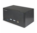 StarTech.com Commutateur KVM DisplayPort 2 Ports pour 3 Moniteurs - 4K 60Hz UHD HDR - KVM de Bureau DP 1.2 avec Hub USB 3.0 2 ports (5Gbps) et 4 Ports USB 2.0 HID, Audio - Commutation par Touches - TAA