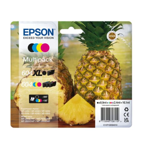 Epson 604XL cartucho de tinta 4 pieza(s) Original Alto rendimiento (XL) Negro, Cian, Magenta, Amarillo