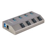 StarTech.com Hub USB-C Autoalimentado de 4 puertos con Interruptores Individuales - Concentrador USB 3.0 a 5 Gbps con Fuente de Alimentación - Ladrón USB Tipo C a USB-A - BC 1.2