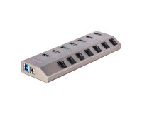 StarTech.com Hub USB-C Autoalimentado de 7 puertos con Interruptores Individuales - Concentrador USB 3.0 a 5 Gbps con Fuente de Alimentación - Ladrón USB Tipo C a USB-A - BC 1.2
