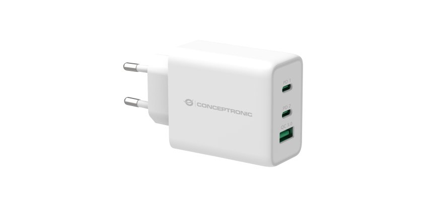 Conceptronic ALTHEA 3-Port 65W GaN USB PD Charger, QC 3.0