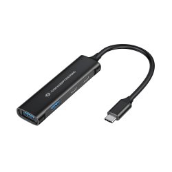 Conceptronic HUBBIES 4-Port USB 3.0 Hub, 2 USB-C & 2 USB-A ports, aluminum case, USB-C connector