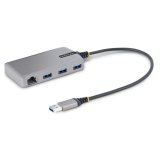 StarTech.com 3-Port USB Hub met Ethernet, 3x USB-A, Gigabit Ethernet (RJ-45), USB 3.0 5Gbps, Bus-Powered, 30cm Kabel, Compacte Laptop USB Hub Adapter met GbE, Micro USB Voeding