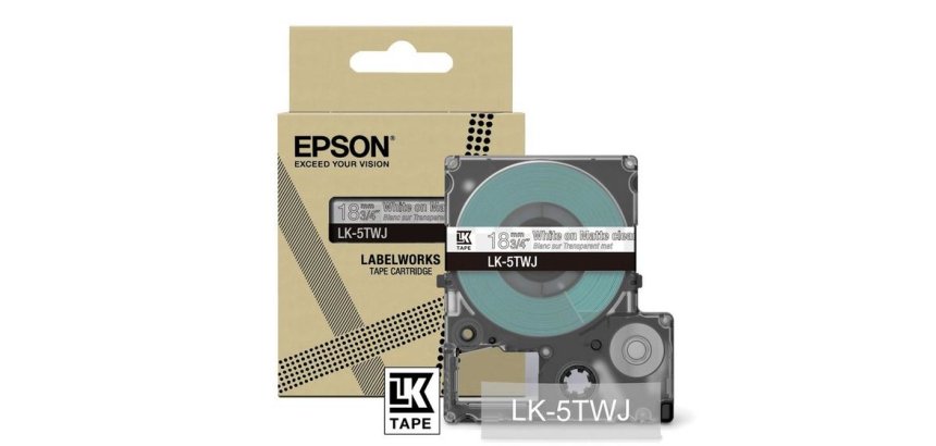 Epson Matte Tape – Clear/White 18mm(8m) – LK-5TWJ