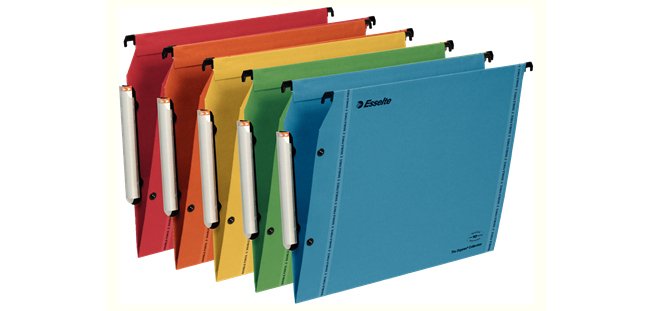 Dossiers suspendus esselte lmg armoire en kraft 240g fond v bouton-pression coloris assortis paquet de 10