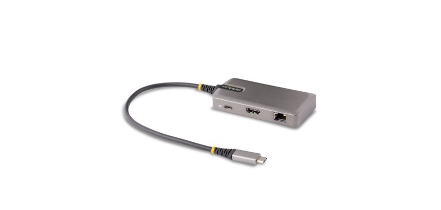 StarTech.com Adaptador Multipuertos USB-C - Docking Station USB Tipo C HDMI 4K60 - Hub Ladrón USB 3.0 de 2 Puertos - Entrega de Alimentación PD 100W - GbE - ChromeOS/Win/Mac