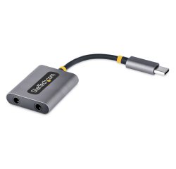 StarTech.com USB-C Headphone Splitter, USB Type C Dual Headset Adapter w/Mic Input, USB C to 3.5mm Audio Adapter/Earphone Dongle, USB C to Audio Jack/Aux Output, 24-bit DAC