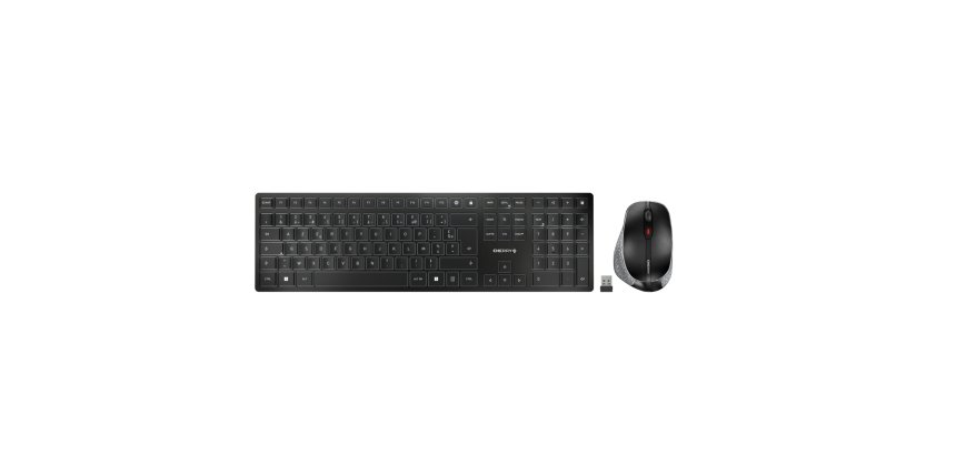 CHERRY DW 9500 SLIM clavier Souris incluse Universel RF sans fil + Bluetooth AZERTY Français Noir, Gris