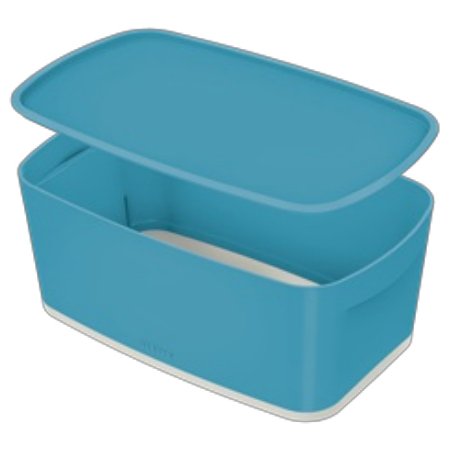 Bac de rangement Medium COSY avec couvercle. Dimensions : 31,8x12,8x19,1cm. Coloris bleu