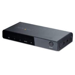 StarTech.com 2-Port 8K HDMI Switch, HDMI 2.1 Switcher 4K 120Hz/8K 60Hz UHD, HDR10+, HDMI Switch 2 In 1 Out, Auto/Manual Source Switching, Remote Control and Power Adapter Included - 7.1 Channel Audio/eARC (2PORT-HDMI-SWITCH-8K) - video/audio switch - 2 ports