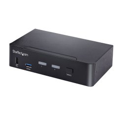 StarTech.com Switch KVM USB C - KVM DisplayPort à 2 ports Vidéo HDR UHD 4K 60Hz - Audio 3.5, Hub 5Gbps 4x USB HID et 2x USB 1 3.2 Gen 1 - Commutateur KVM USB Type-C - Compatible Thunderbolt 3/4
