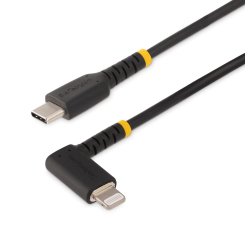 StarTech.com Cable de 1m USB-C a Lightning - Cable USB 2.0 a Lightning Acodado - Cable USB Tipo C a Lightning - Cable de Carga - Cable Lightning con Certificación MFi para iPhone