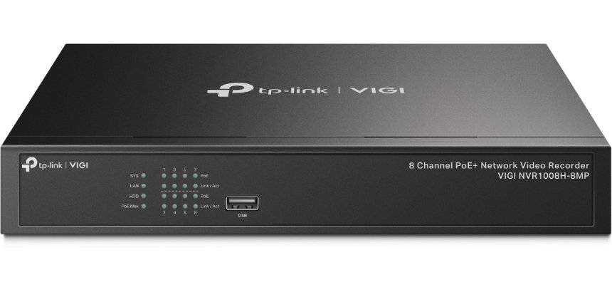 TP-Link VIGI NVR1008H-8MP Enregistreur vidéo sur réseau Noir