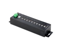 StarTech.com Hub Concentrador USB 2.0 de 10 Puertos - Hub USB Resistente con Protección de ESD de Nivel 4 - de Escritorio, Pared, DIN - con Puertos Bloqueables - Ladrón USB